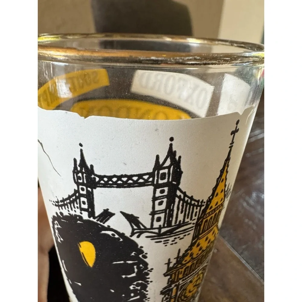 Libbey‎ Coca-Cola Around the World Glasses 12oz VTG 60s Italy France German UK